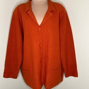 Elisabeth by Liz Claiborne Boiled Wool Jacket 2X Womens Orange Plus Size Winter
